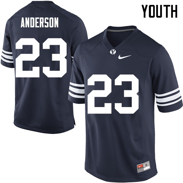 Youth #23 Zayne Anderson BYU Cougars College Football Jerseys Sale-Navy - Click Image to Close